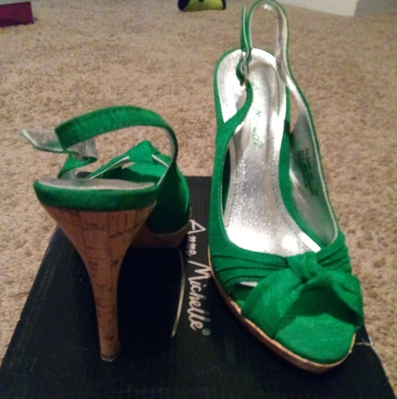 green designer heels